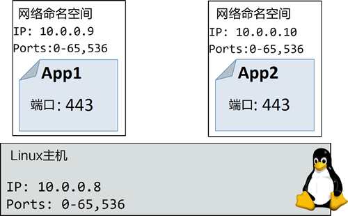两个应用运行在相同主机并同时使用443端口